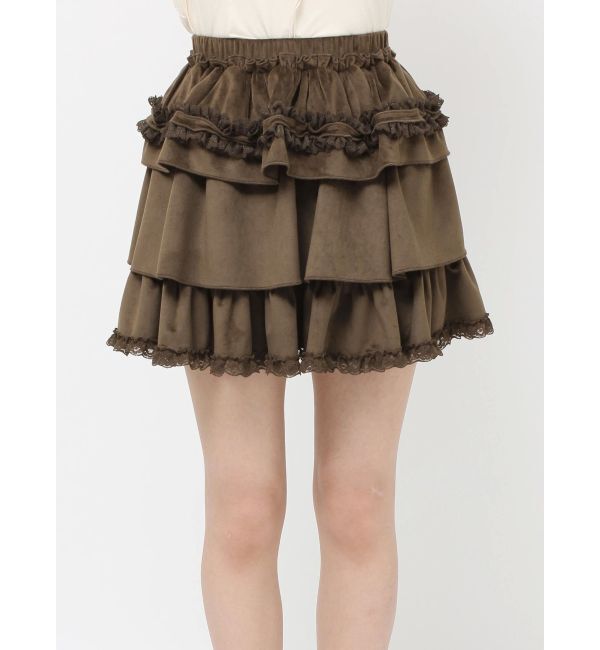 merry jenny「フリルベロアミニスカート」|スカート|