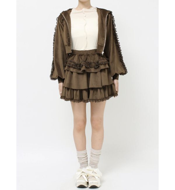 merry jenny「フリルベロアミニスカート」|スカート|