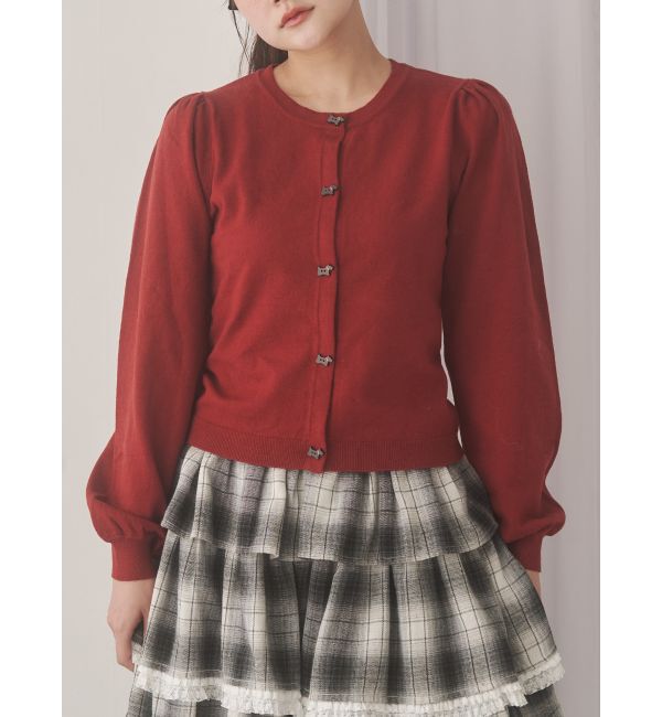 merry jenny「terrier button knit cardigan」|カーディガン|レッド