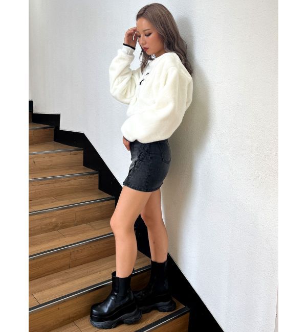 GYDA「ハイウエスSIDEサイドレースアップデニムスカートライクショートパンツ」|スカート|