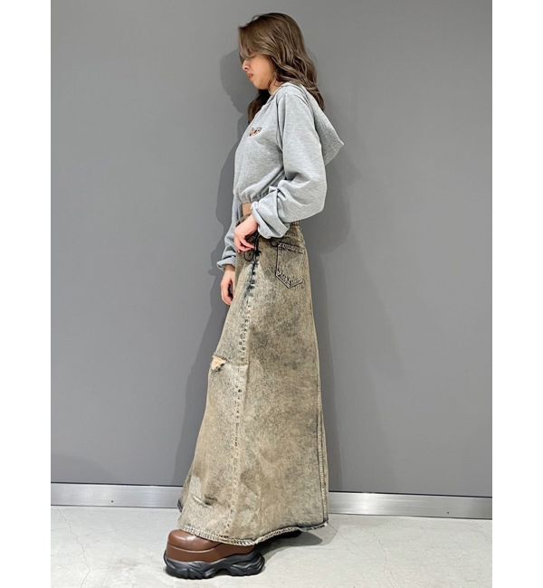 GYDA「【みちょぱコラボ】MCP SIDERIPPED OVERLAPケミカルデニムロングスカート」|スカート|