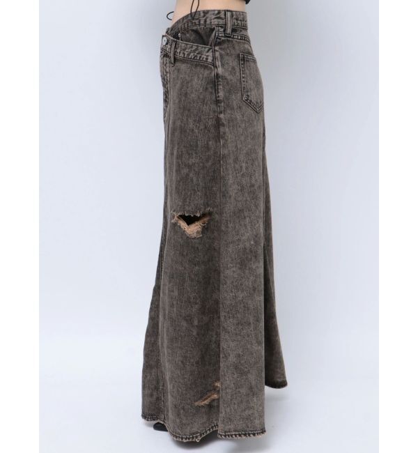 GYDA「【みちょぱコラボ】MCP SIDERIPPED OVERLAPケミカルデニムロングスカート」|スカート|