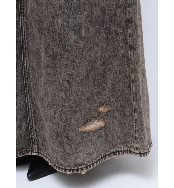 GYDA「【みちょぱコラボ】MCP SIDERIPPED OVERLAPケミカルデニムロングスカート」|スカート|