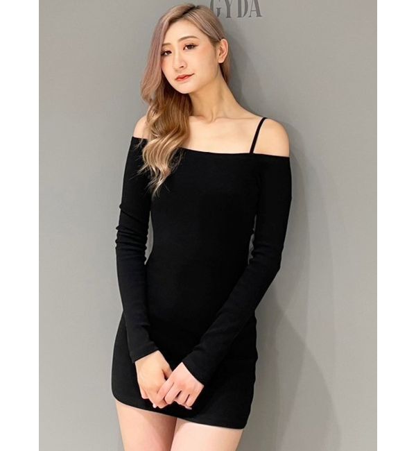 GYDA「BACK TWISTオフショルテレコタイトワンピース」|ワンピース|
