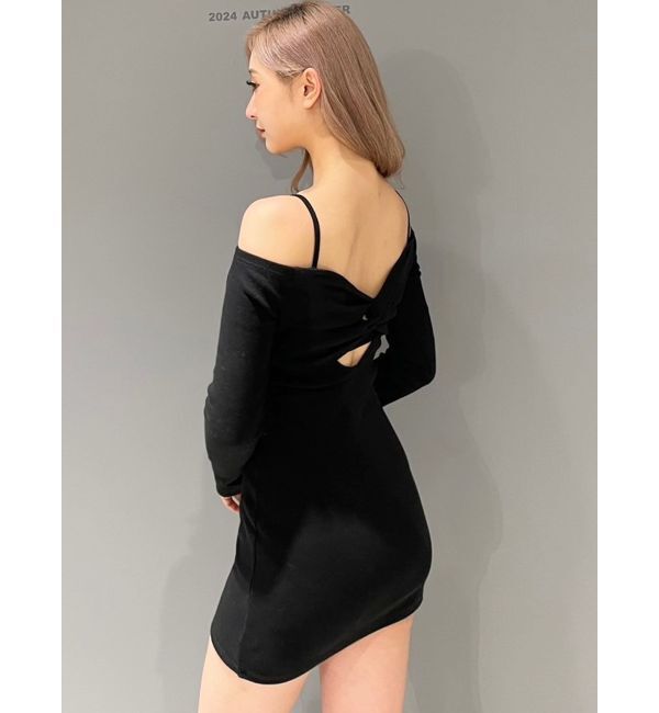 GYDA「BACK TWISTオフショルテレコタイトワンピース」|ワンピース|