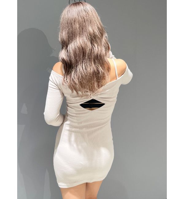 GYDA「BACK TWISTオフショルテレコタイトワンピース」|ワンピース|