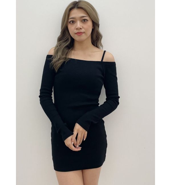 GYDA「BACK TWISTオフショルテレコタイトワンピース」|ワンピース|