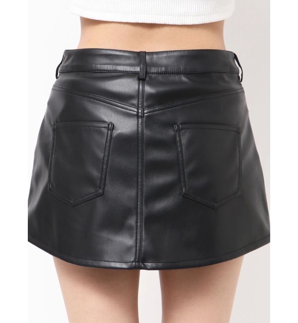GYDA「ハイウエストフェイクレザースカートライクショートパンツ」|スカート|