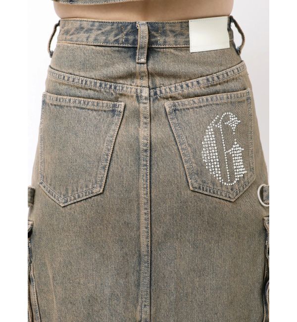 GYDA「ハイウエストG bijou CARGOデニムロングスカート」|スカート|