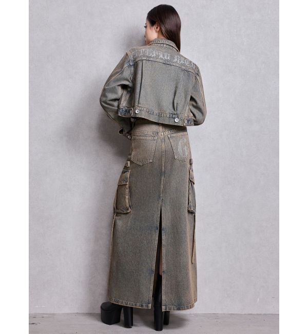 GYDA「ハイウエストG bijou CARGOデニムロングスカート」|スカート|