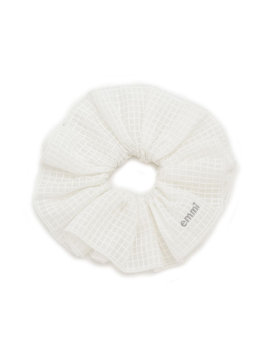 emmi atelier「チェックオーガンジーシュシュ」|ヘアバンド|WHT