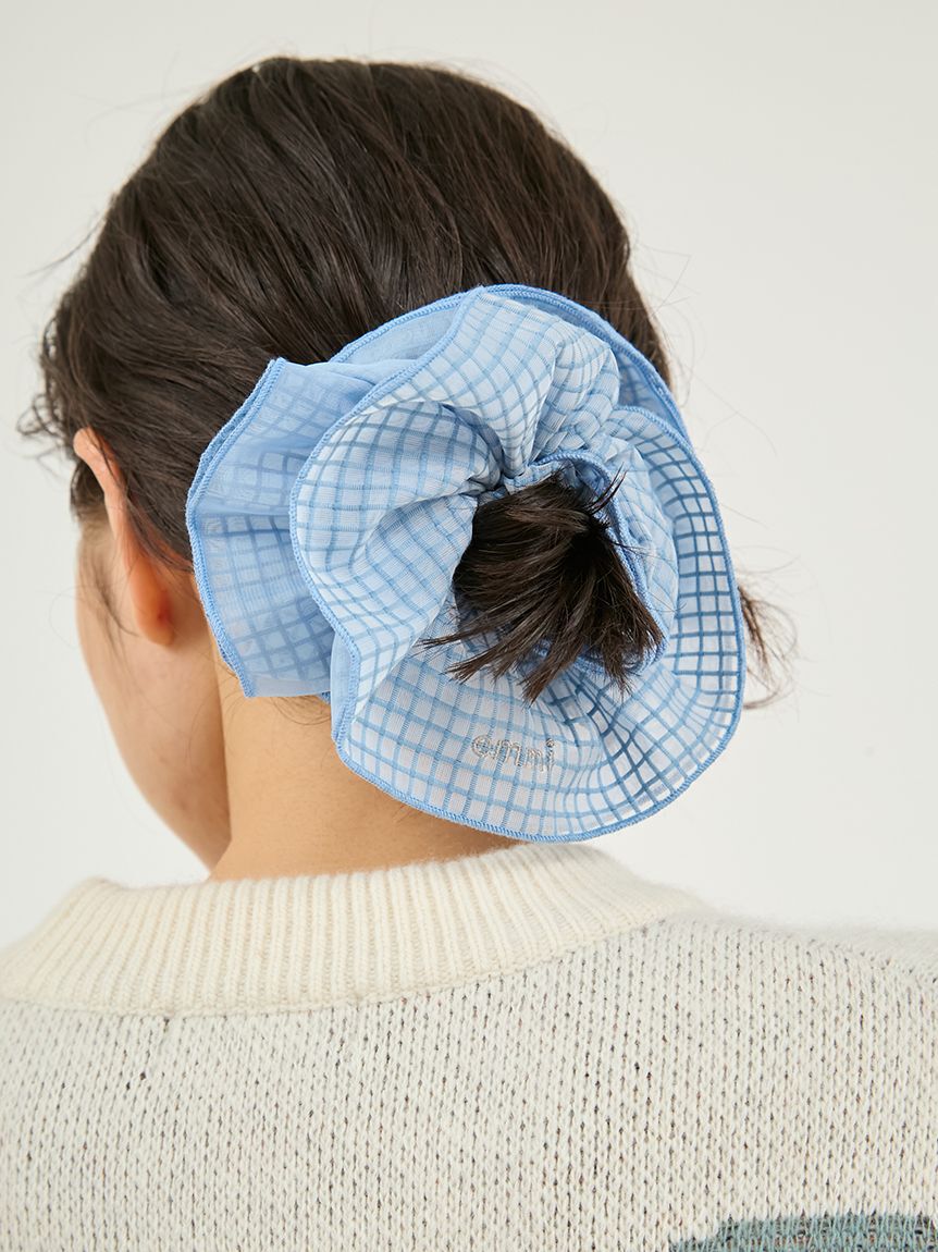 emmi atelier「チェックオーガンジーシュシュ」|ヘアバンド|LBLU