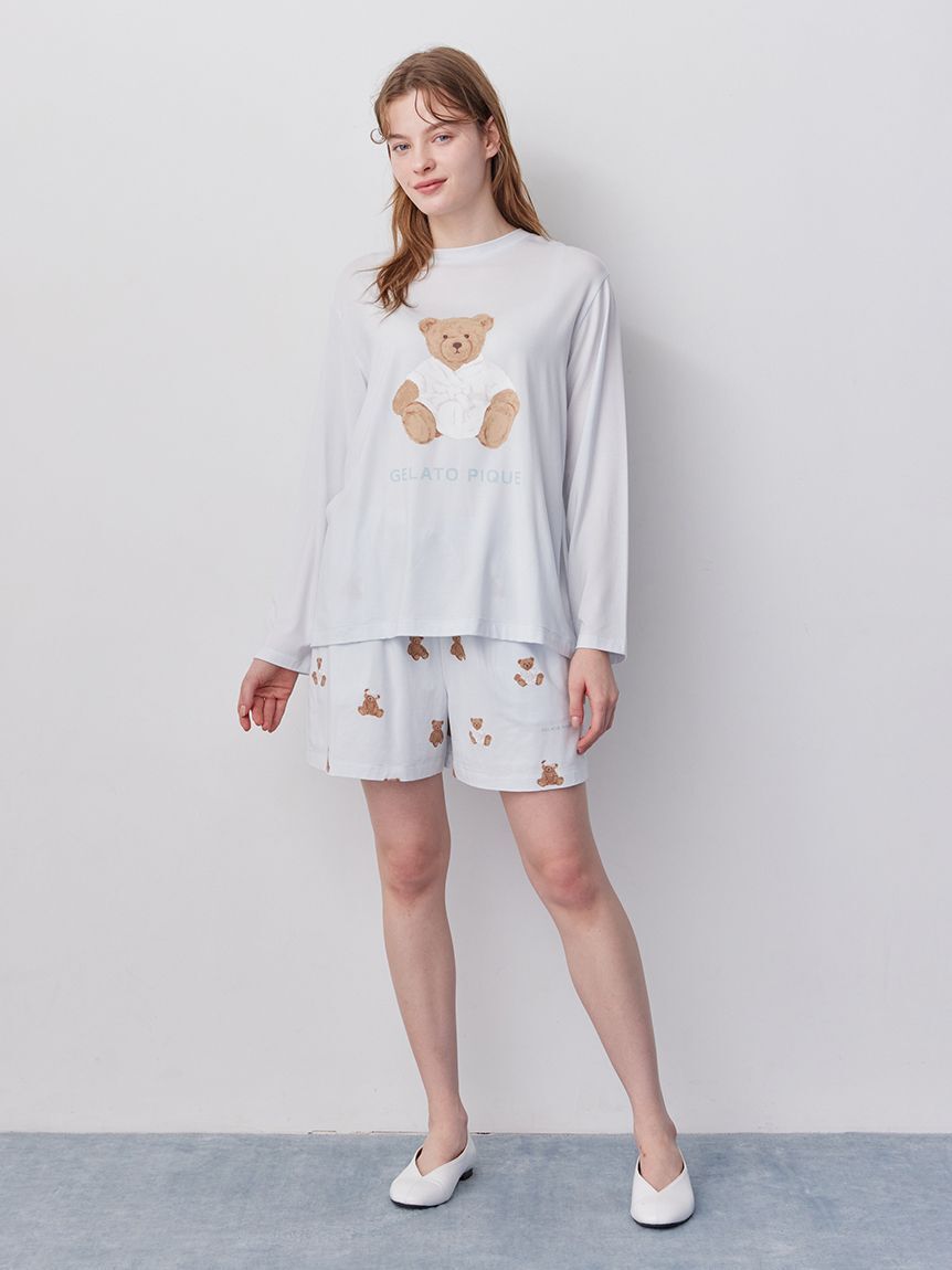 gelato pique「【ラッピング済み】抗菌防臭バスローブベアワンポイントロンT&ショートパンツSET」|ルームウェア|