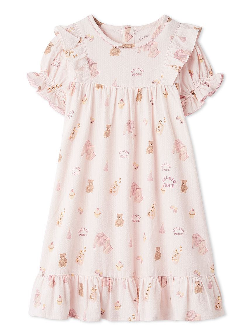 GELATO PIQUE KIDS & BABY「【KIDS】パジャマパーティー柄シャーリングワンピース」|ワンピース|