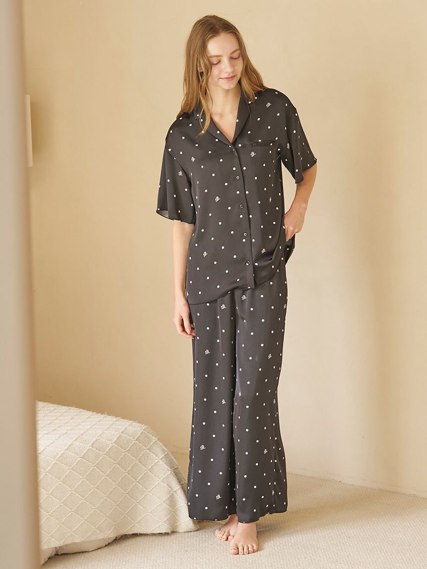 gelato pique「【JOEL ROBUCHON】ドット柄サテンシャツ」|ルームウェア|