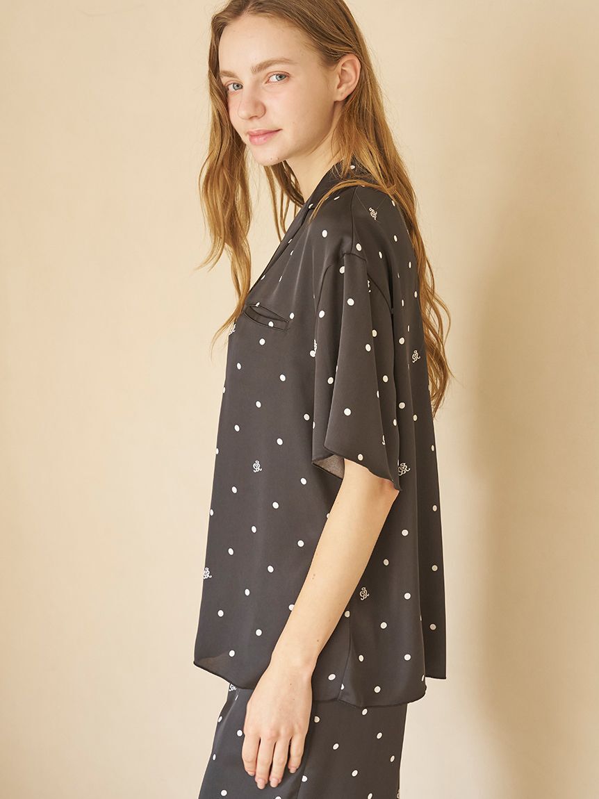 gelato pique「【JOEL ROBUCHON】ドット柄サテンシャツ」|ルームウェア|