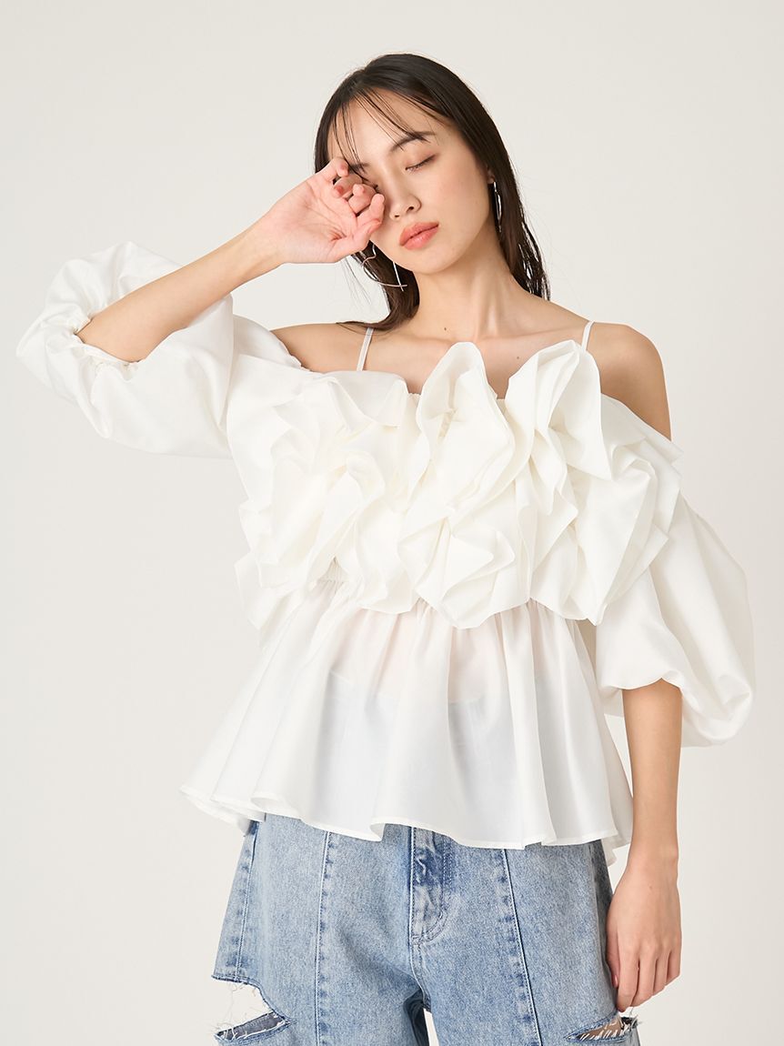 FRAY I.D「フラワーライクフリルペプラムブラウス」|シャツ・ブラウス|