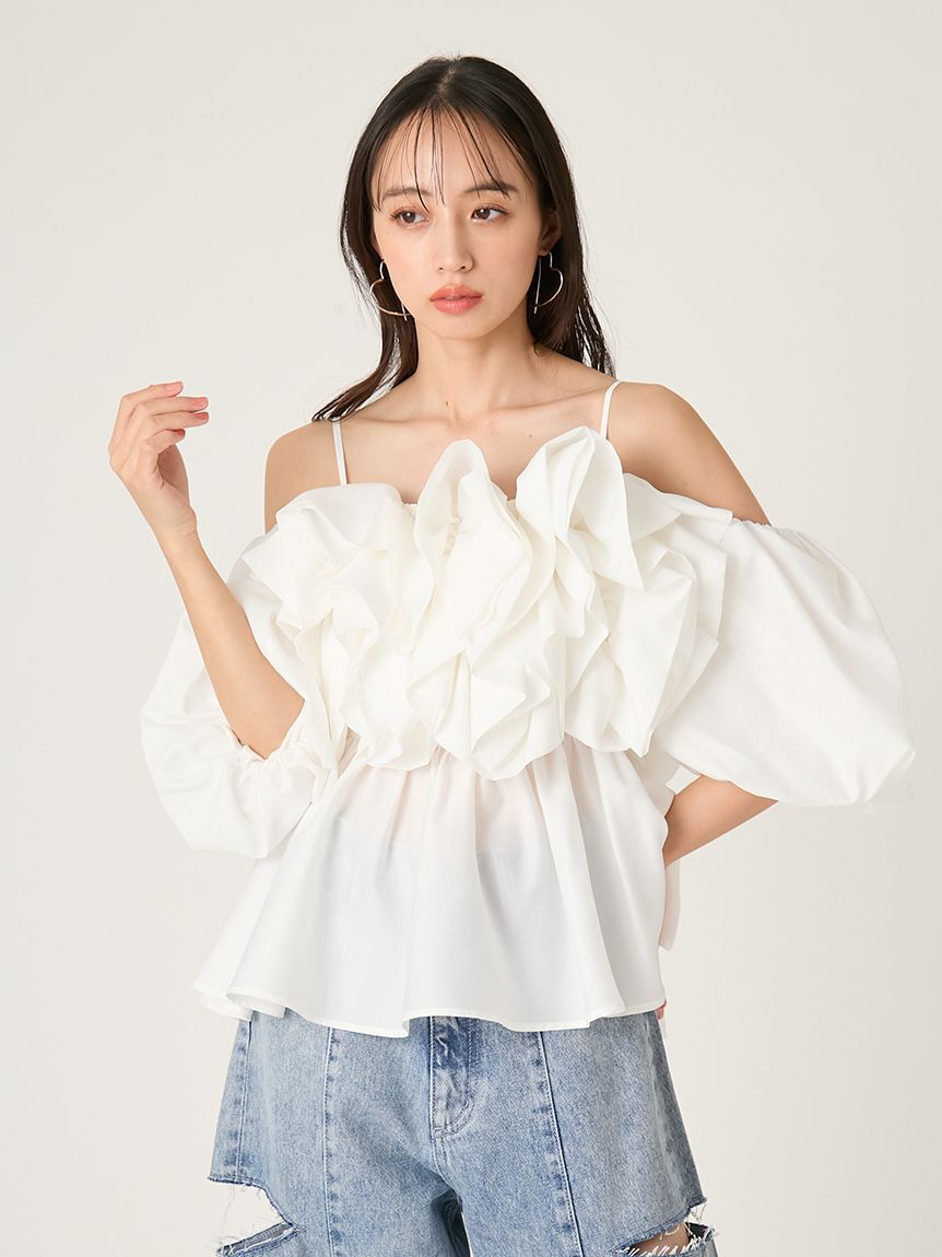 FRAY I.D「フラワーライクフリルペプラムブラウス」|シャツ・ブラウス|