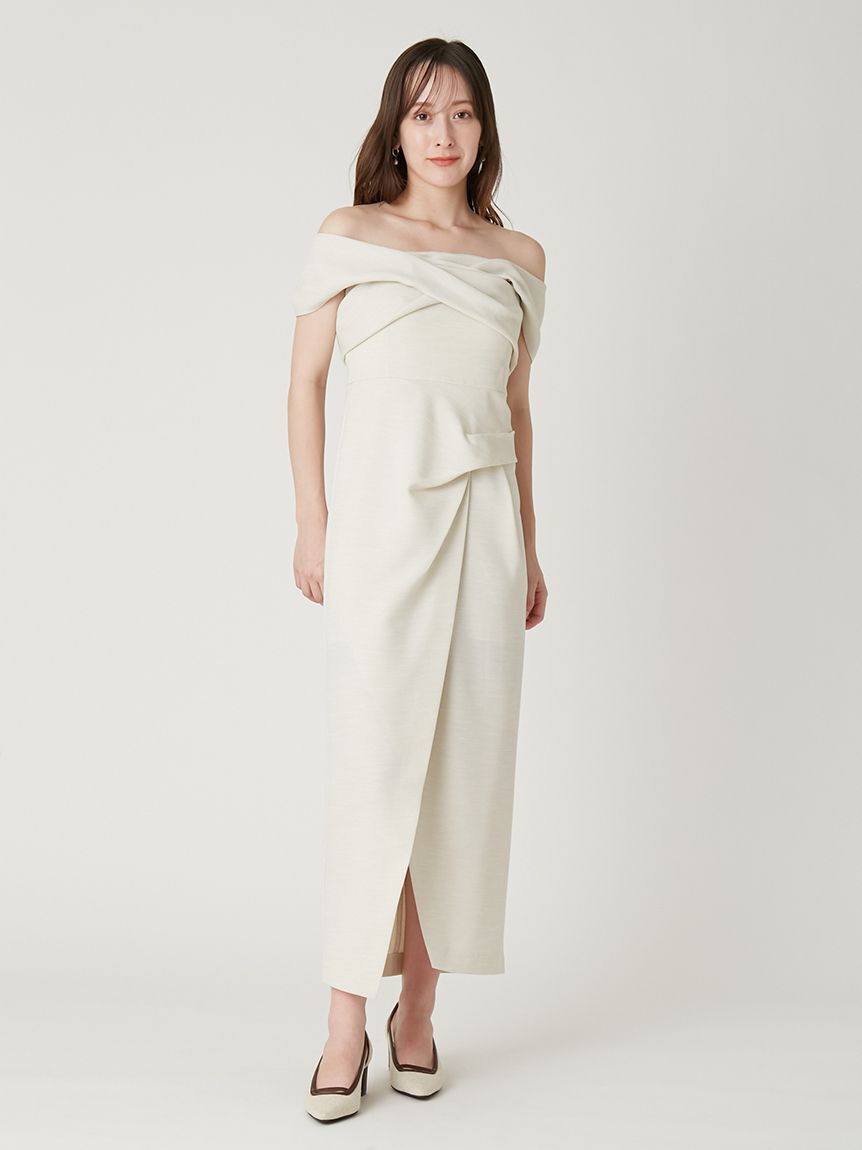 FRAY I.D「【00サイズあり】2wayオフショルドレープワンピース／ウォッシャブル・防シワ・抗ピリング」|ワンピース|