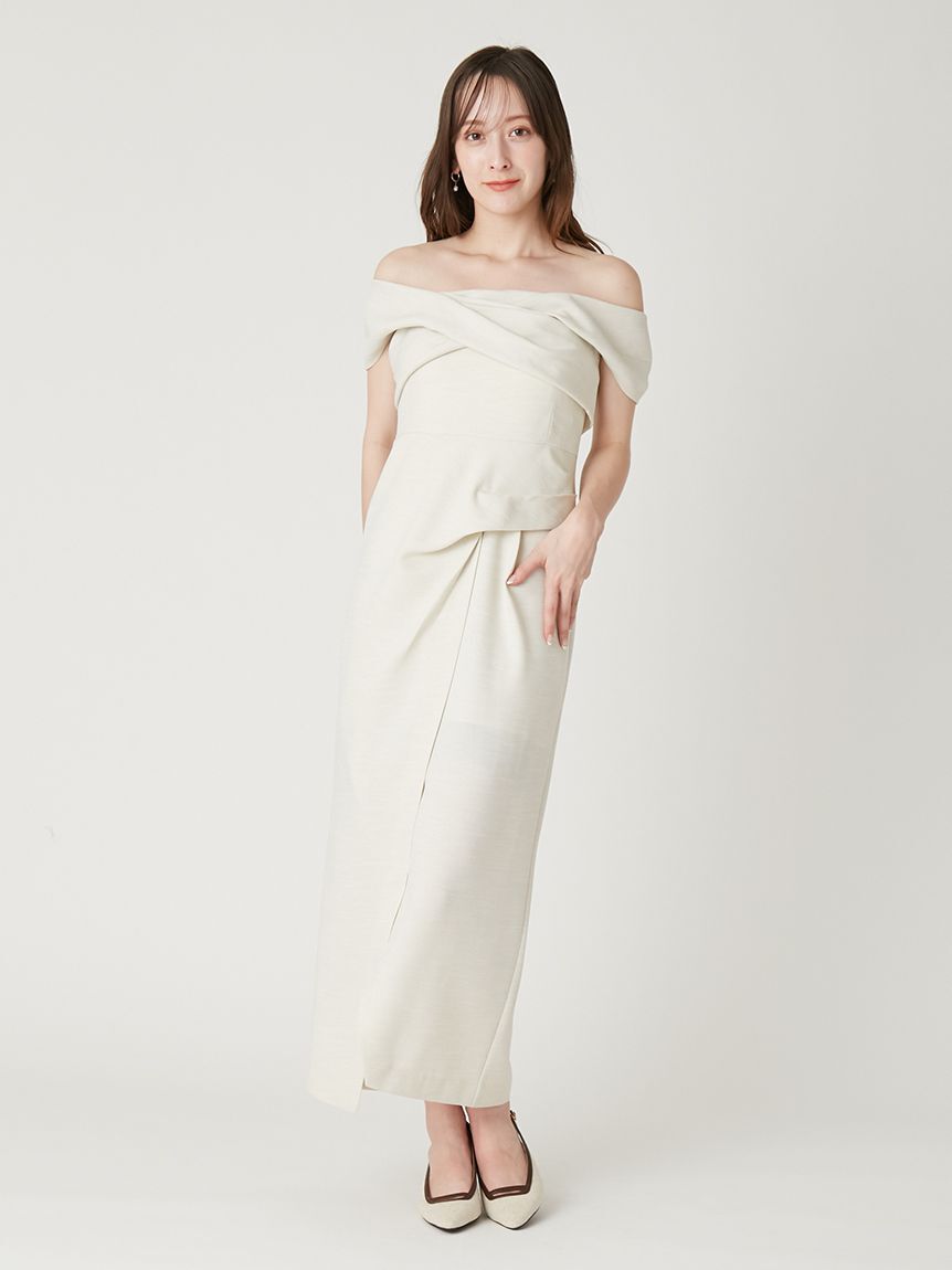 FRAY I.D「【00サイズあり】2wayオフショルドレープワンピース／ウォッシャブル・防シワ・抗ピリング」|ワンピース|