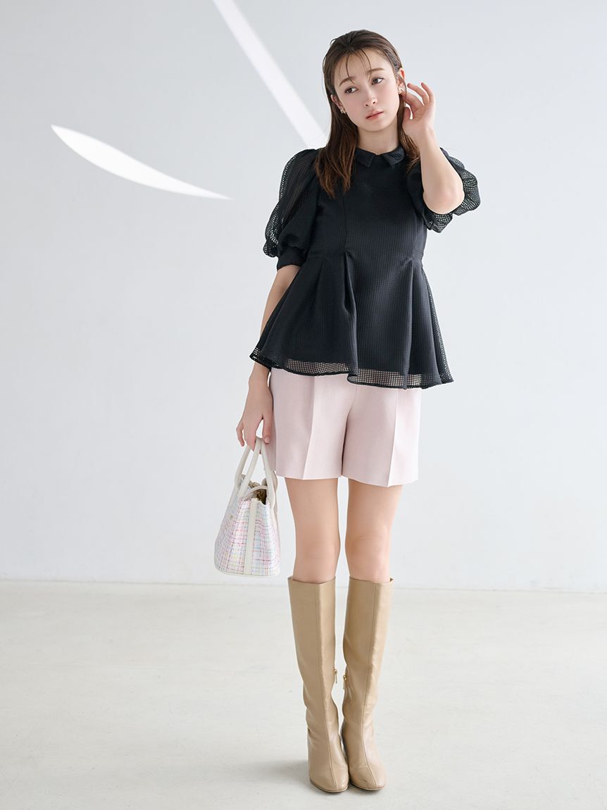 CELFORD「【洗える】襟付きメッシュブラウス」|シャツ・ブラウス|