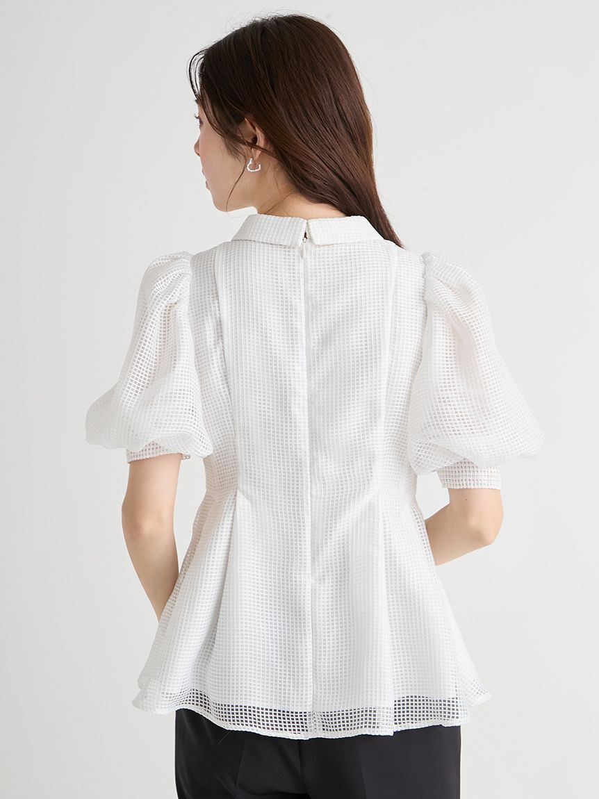 CELFORD「【洗える】襟付きメッシュブラウス」|シャツ・ブラウス|
