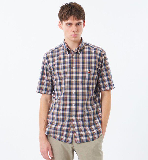 MACKINTOSH PHILOSOPHY「BUCKINGHAM BEAR 半袖ボタンダウン マドラスチェック」|シャツ・ブラウス|ベージュ