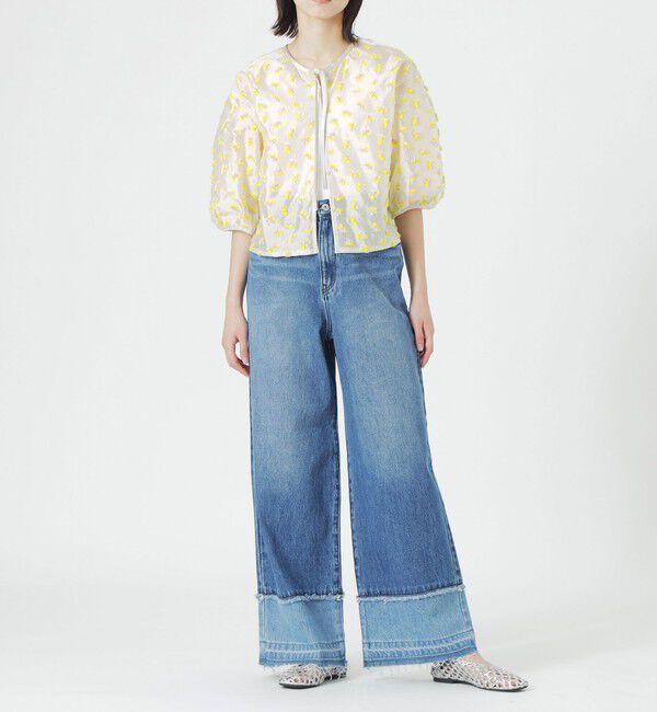  「ファンシージャカードハーフスリーブブラウス」|シャツ・ブラウス|