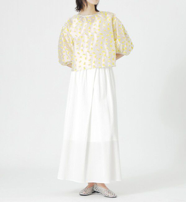  「ファンシージャカードハーフスリーブブラウス」|シャツ・ブラウス|