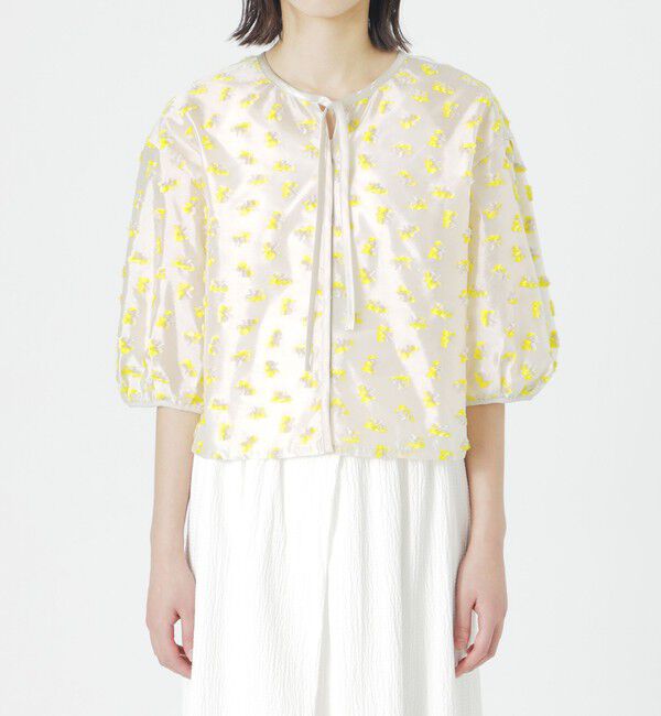  「ファンシージャカードハーフスリーブブラウス」|シャツ・ブラウス|