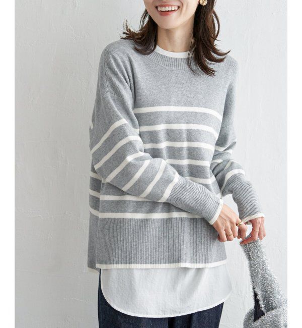 ikka「【親子おそろい】クリーミーサイドスリットニット」|プルオーバー|