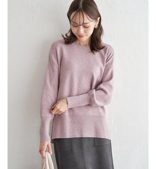 ikka「【親子おそろい】クリーミーサイドスリットニット」|プルオーバー|