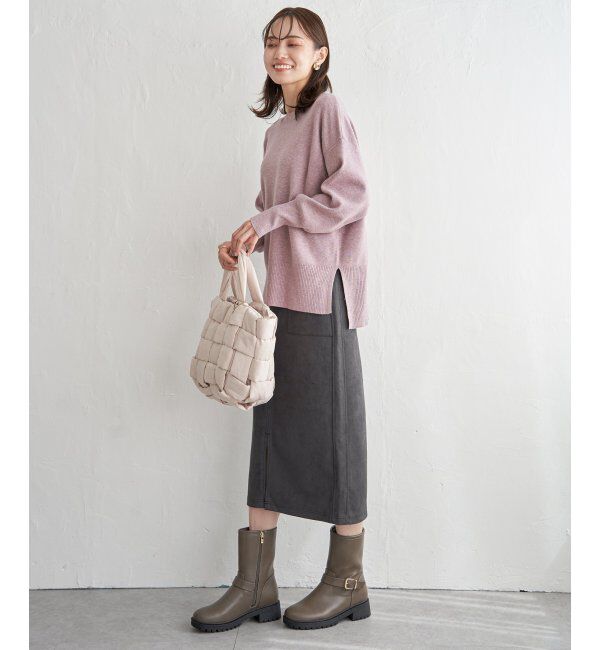 ikka「【親子おそろい】クリーミーサイドスリットニット」|プルオーバー|