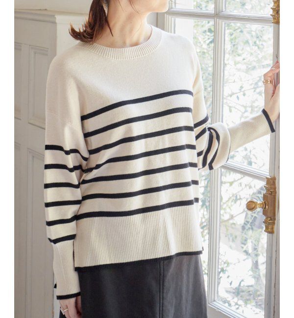 ikka「【親子おそろい】クリーミーサイドスリットニット」|プルオーバー|