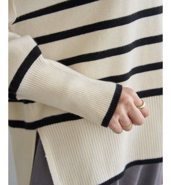 ikka「【親子おそろい】クリーミーサイドスリットニット」|プルオーバー|