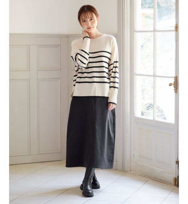 ikka「【親子おそろい】クリーミーサイドスリットニット」|プルオーバー|