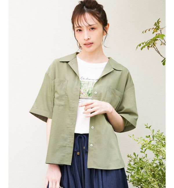 ikka「涼やか開襟ポケ付きシャツ」|シャツ・ブラウス|