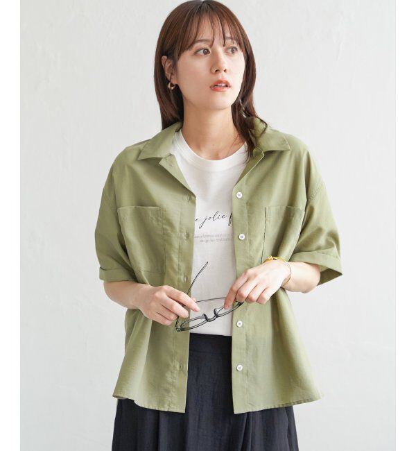 ikka「涼やか開襟ポケ付きシャツ」|シャツ・ブラウス|