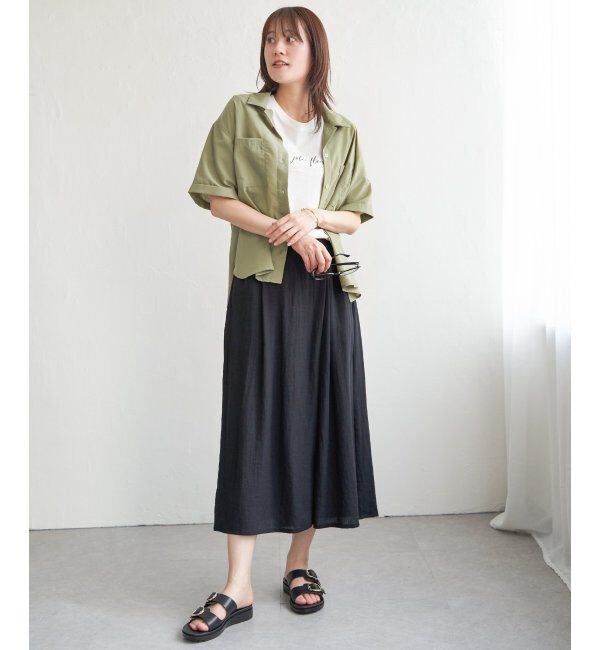 ikka「涼やか開襟ポケ付きシャツ」|シャツ・ブラウス|