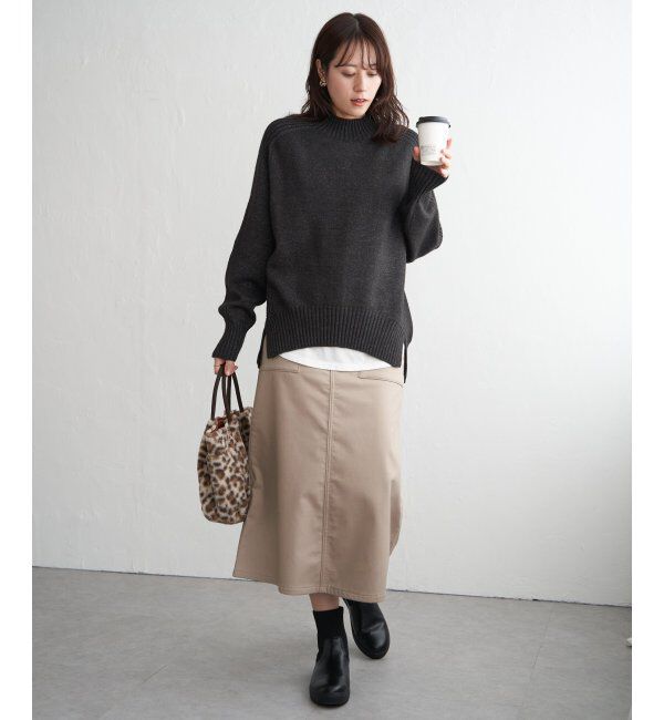ikka「サイドスリットニットプルオーバー」|プルオーバー|