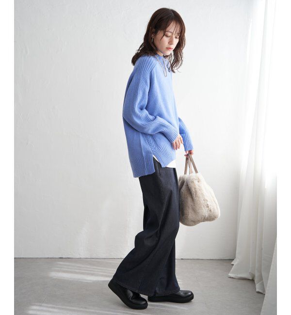 ikka「サイドスリットニットプルオーバー」|プルオーバー|