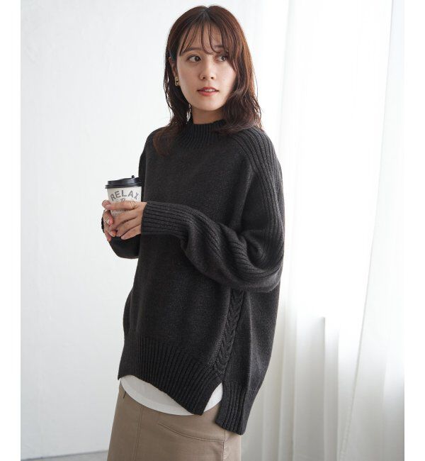 ikka「サイドスリットニットプルオーバー」|プルオーバー|