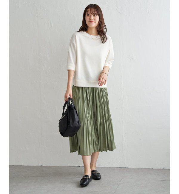 ikka「【2点セット】2WAYラメプルオーバー プリーツスカートセット」|ワンピース|オフホワイト