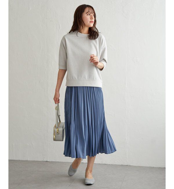 ikka「【2点セット】2WAYラメプルオーバー プリーツスカートセット」|ワンピース|ライトグレー