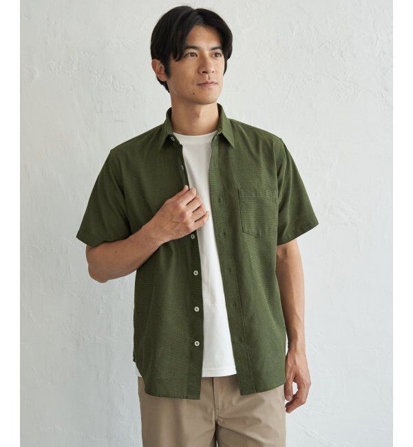 ikka「パナマレギュラーカラーシャツ」|シャツ・ブラウス|オリーブ