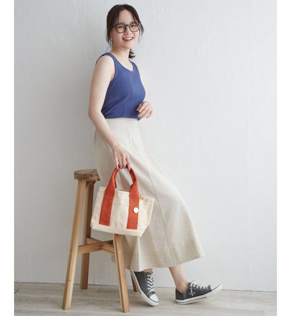 Lbc with Life「リネン混配色ステッチスカート」|スカート|