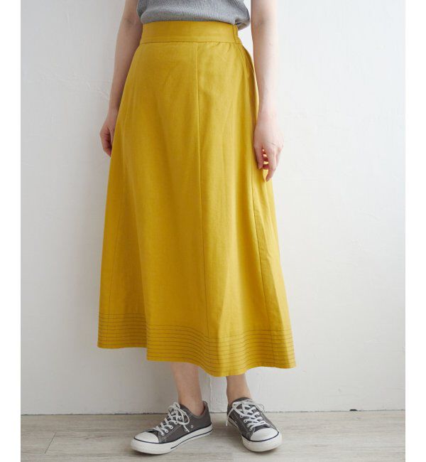 Lbc with Life「リネン混配色ステッチスカート」|スカート|