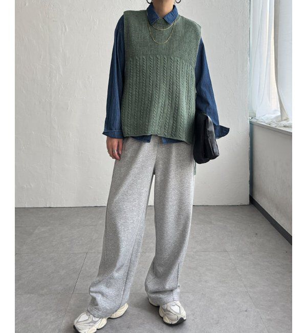 Lbc with Life「ウール混サイドリボンケーブルベスト」|ニット・セーター|