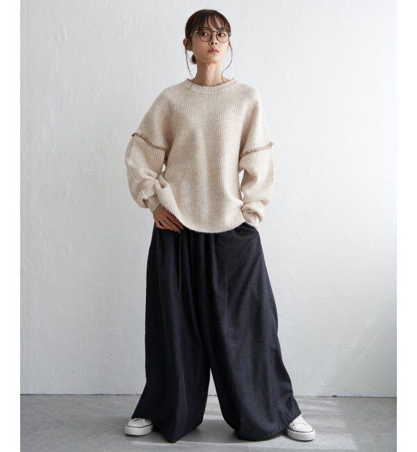 Lbc with Life「配色ステッチ畦ニットプルオーバー」|カーディガン|