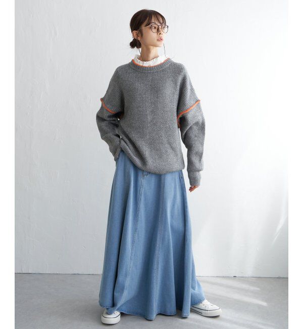 Lbc with Life「配色ステッチ畦ニットプルオーバー」|カーディガン|